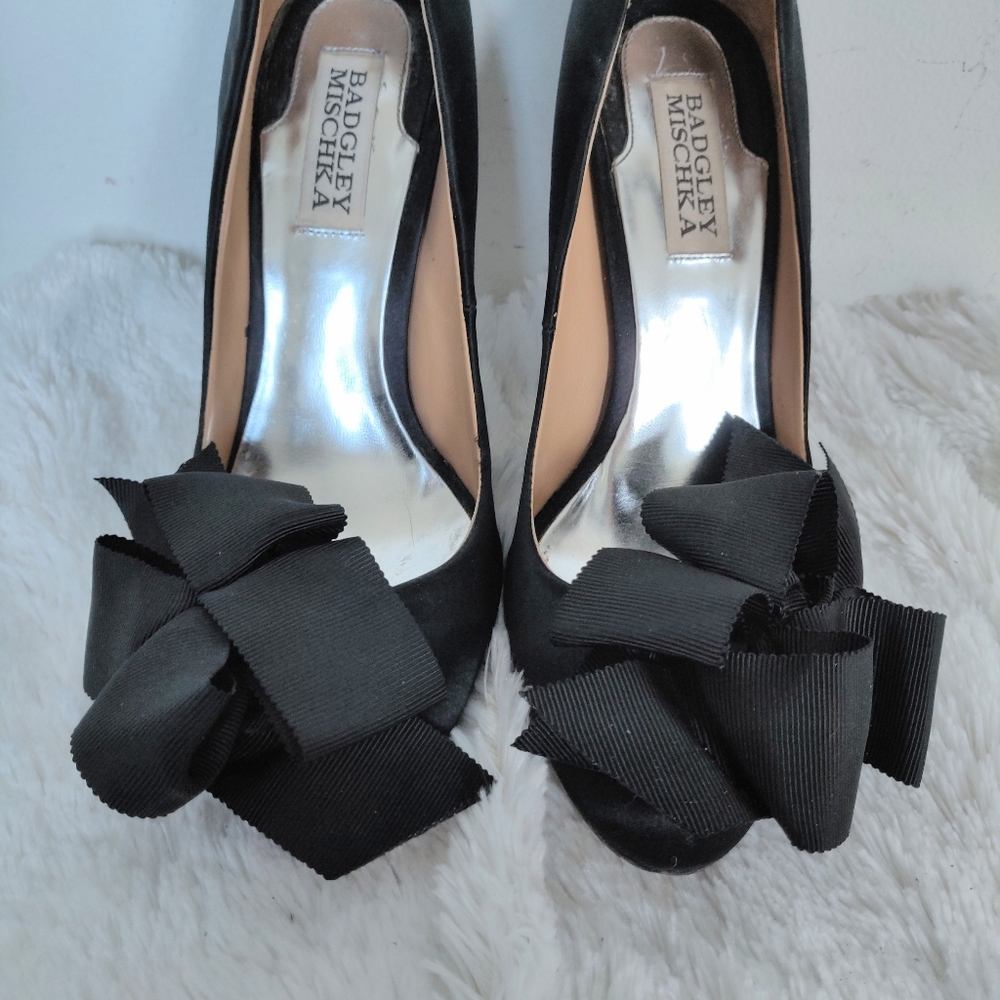 Black Badgley Mischka Red Carpet Ribbon Shoes 6.5 - Picture 2 of 7
